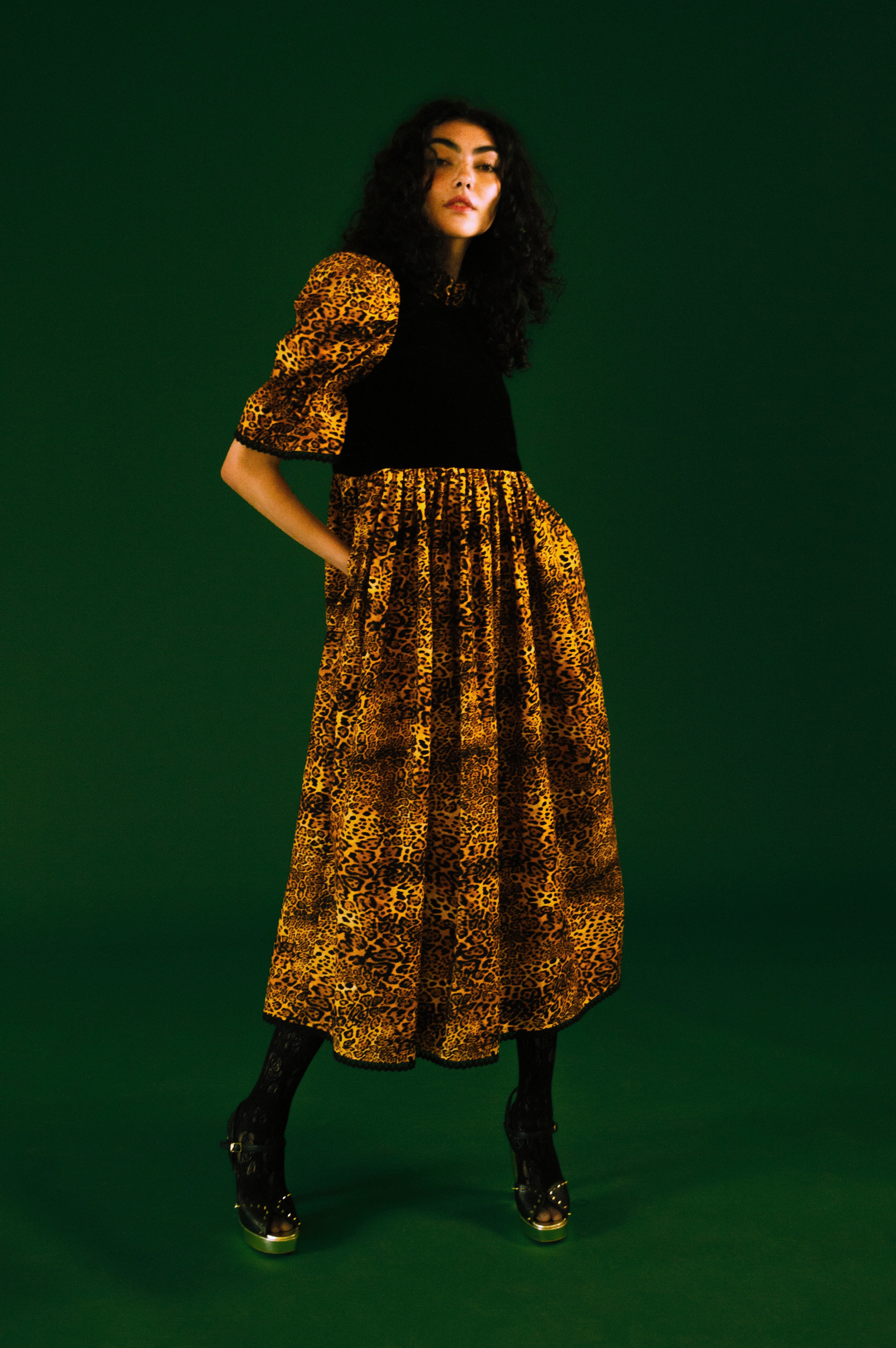 Quentin in Leopard & Black Velvet