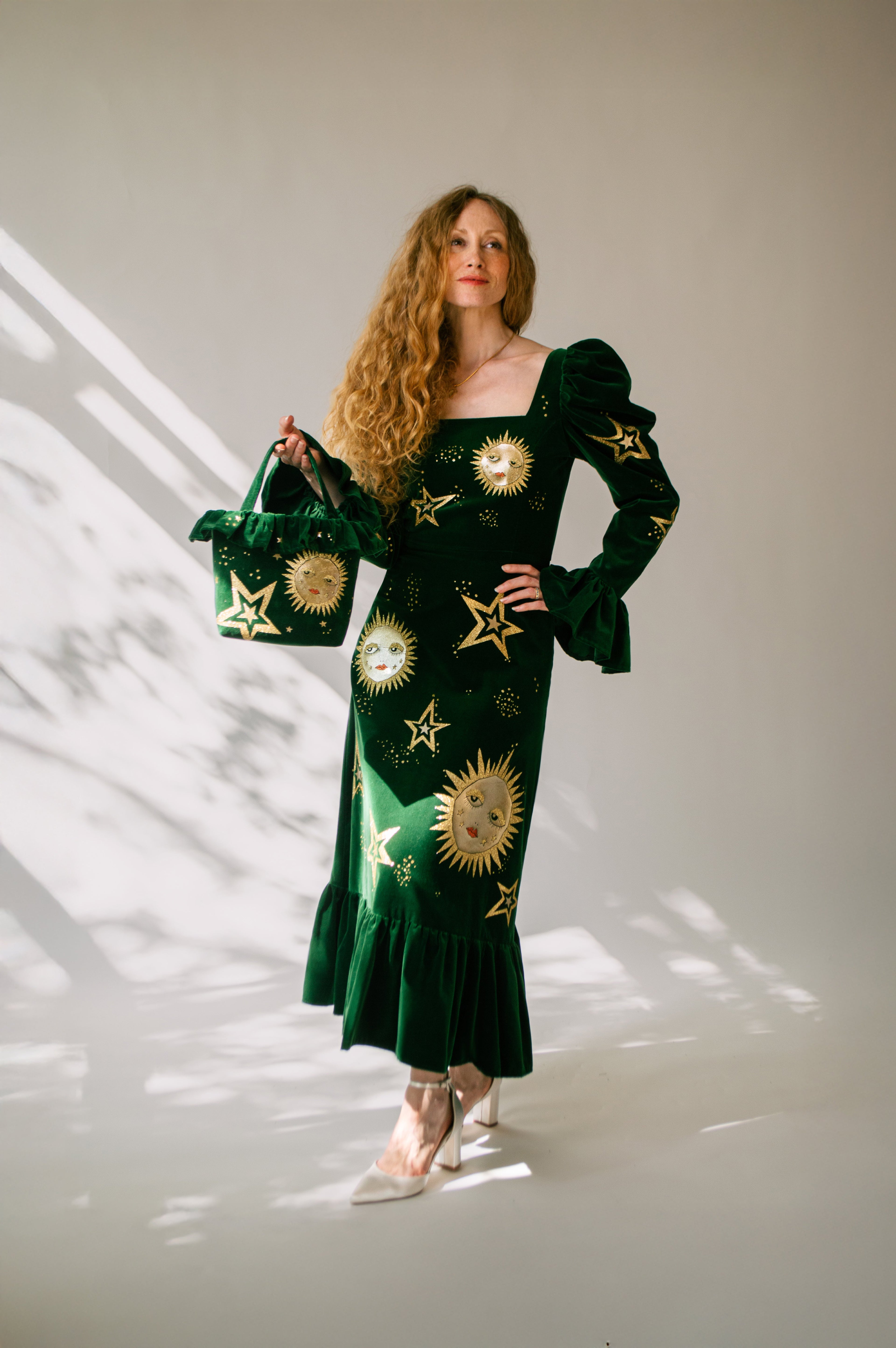 Elizabeth in Forest Velvet ft. Celeste Appliqué