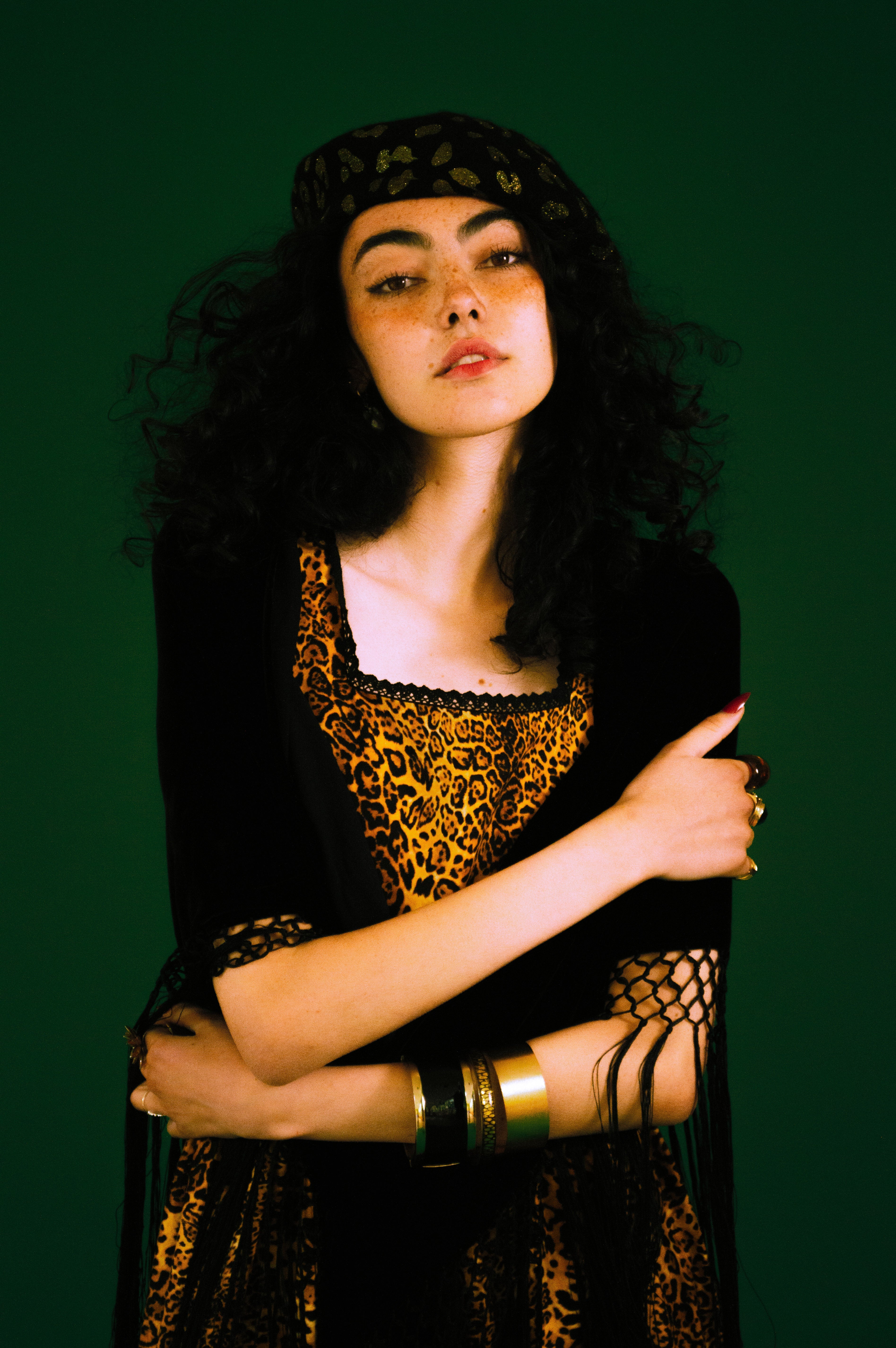 Leopard Beret - Gold Dust on Black Beret