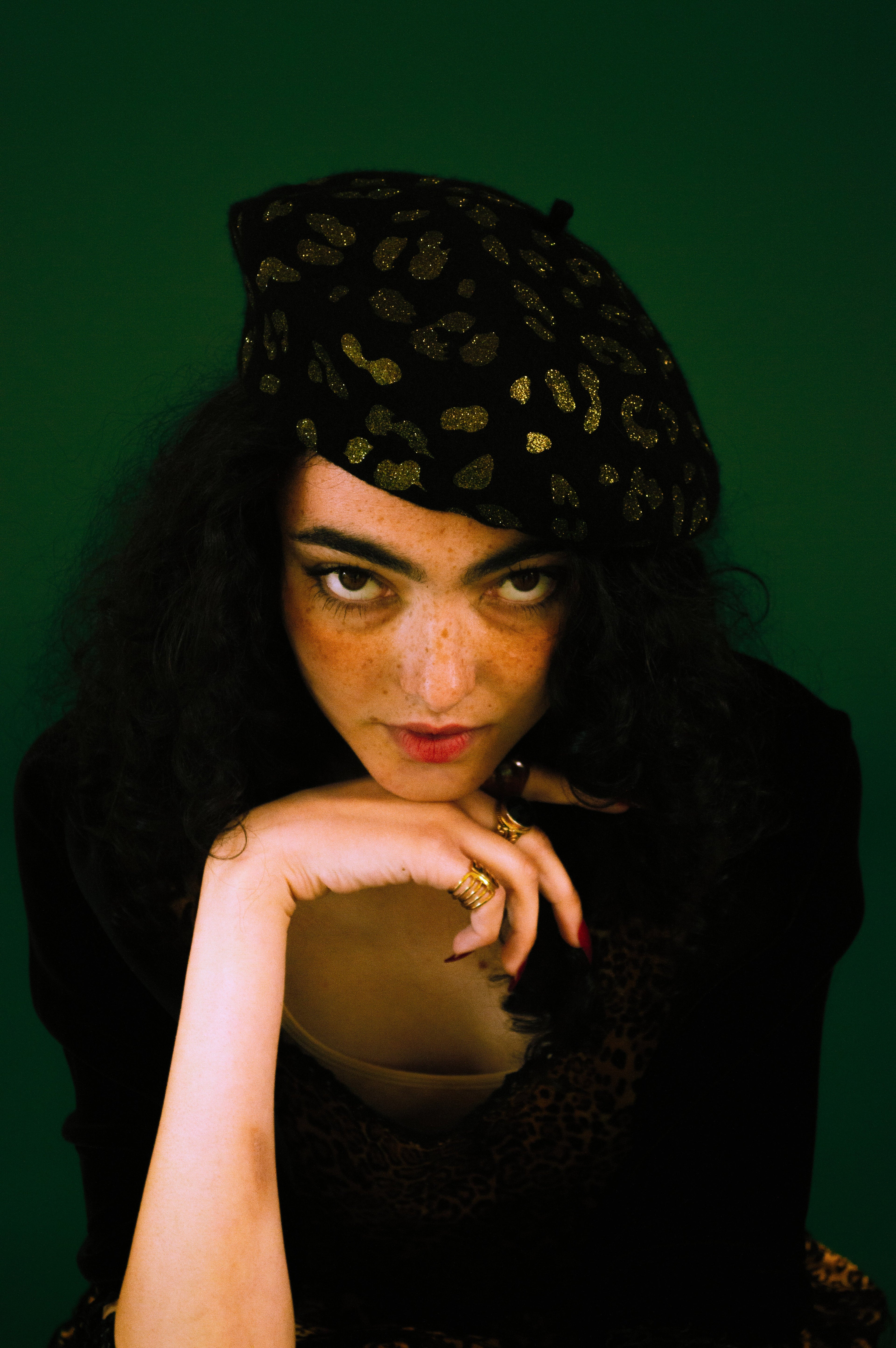 Leopard Beret - Gold Dust on Black Beret