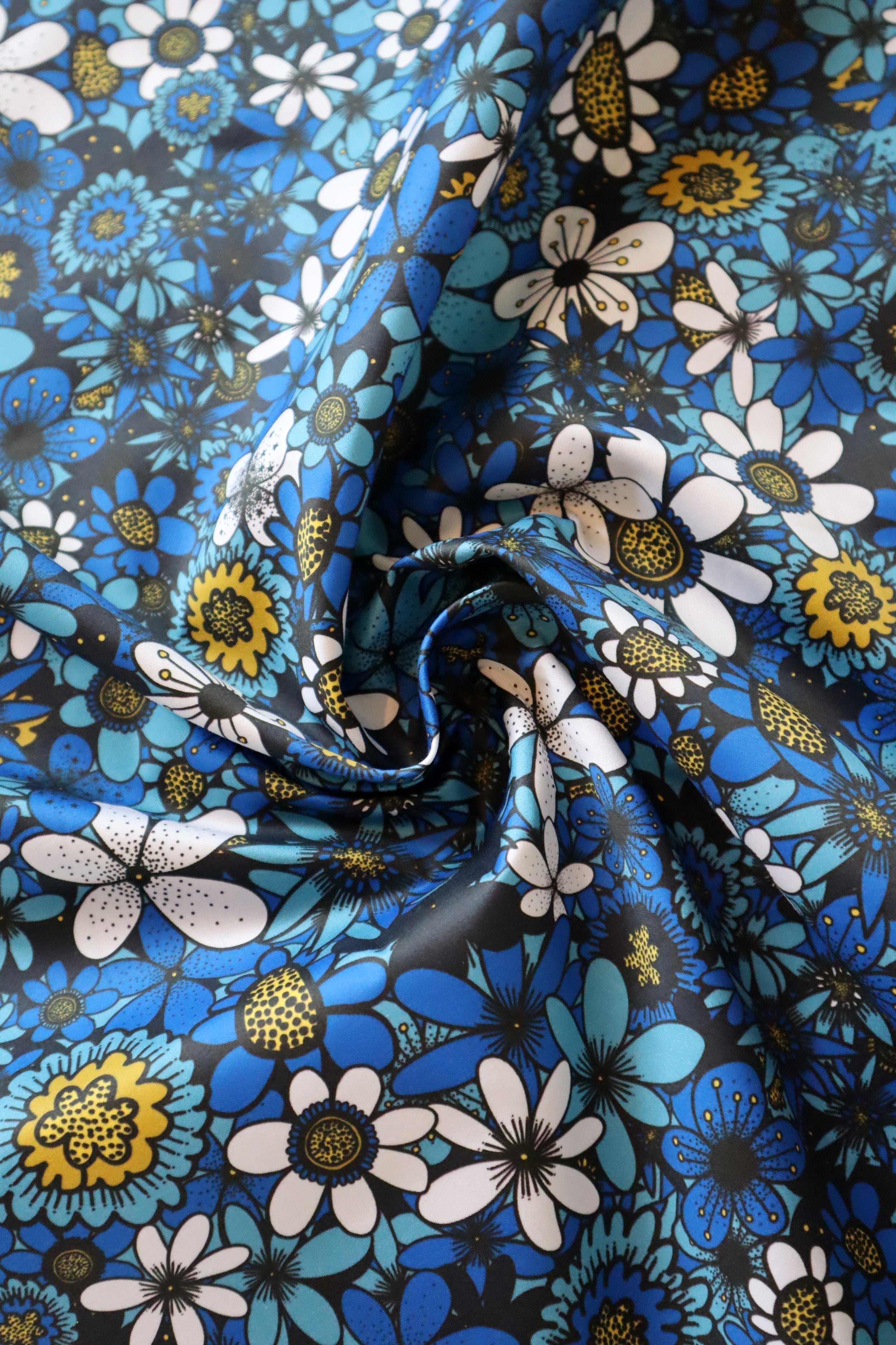Sunday Morning Blue 100% Organic Cotton Sateen (per meter)