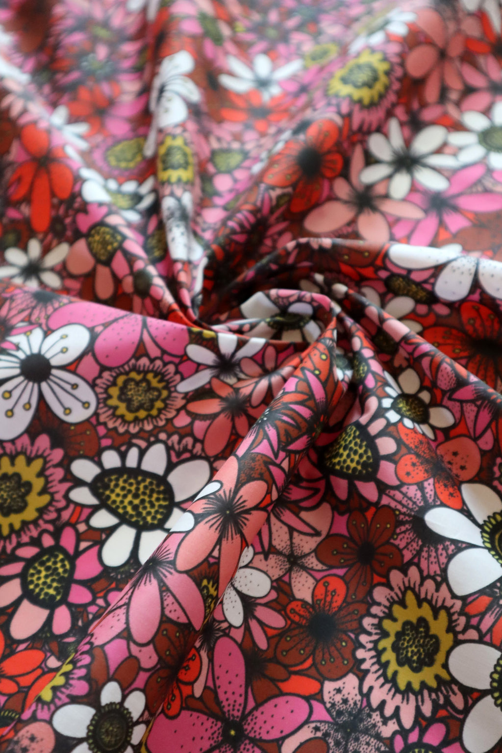 Sunday Morning Pink/Red 100% Organic Cotton Sateen (per meter)