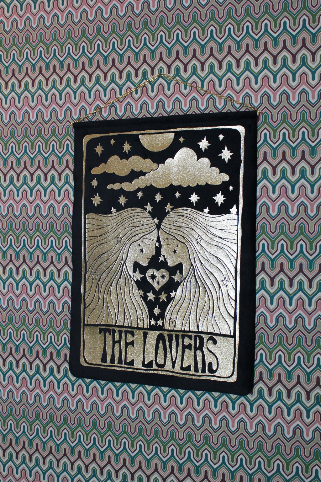 The Lovers Black Velvet Wall Hanging
