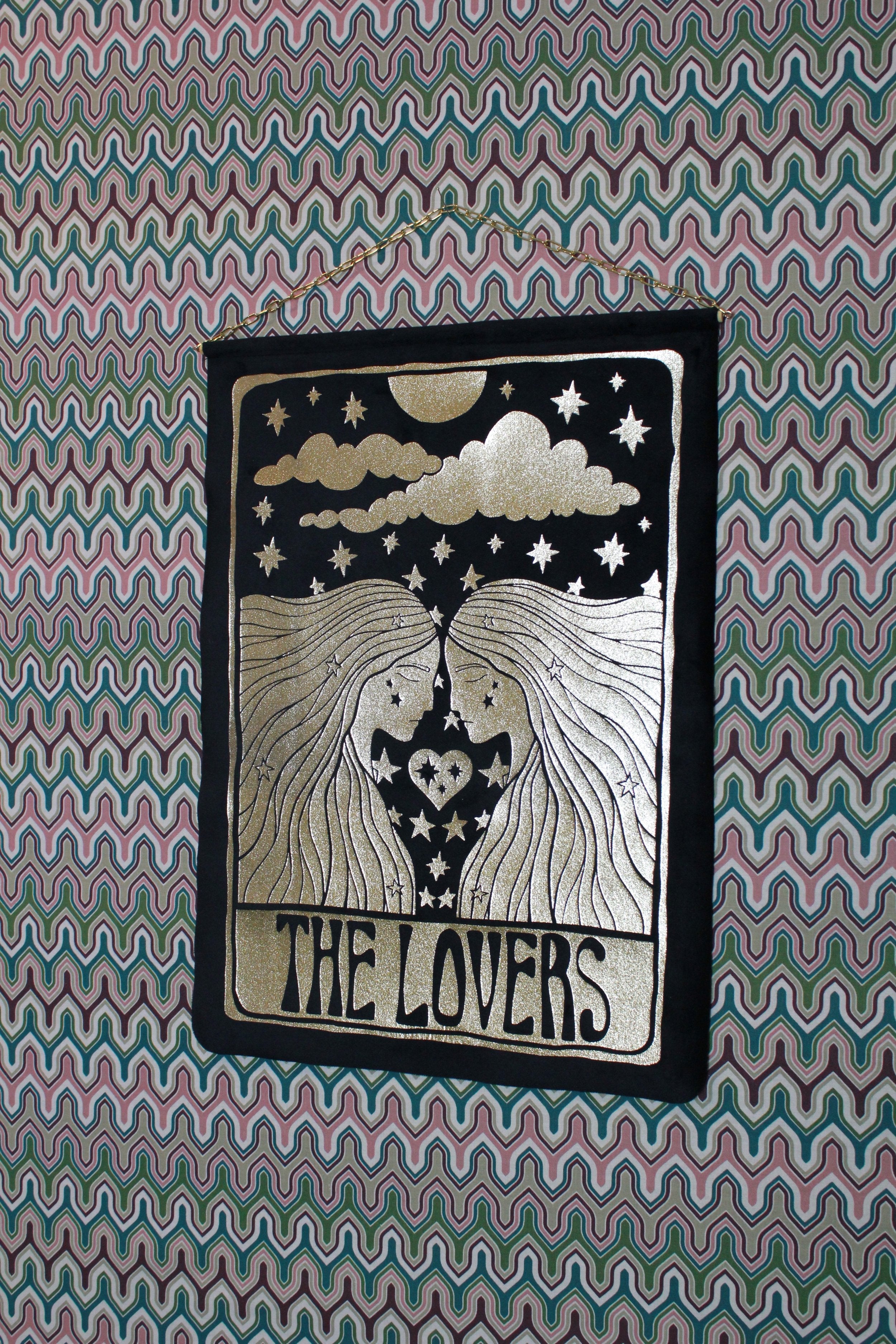 The Lovers Black Velvet Wall Hanging