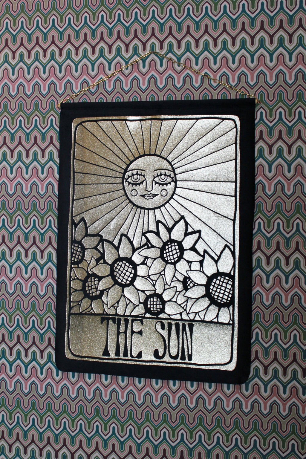 The Sun Black Velvet Wall Hanging