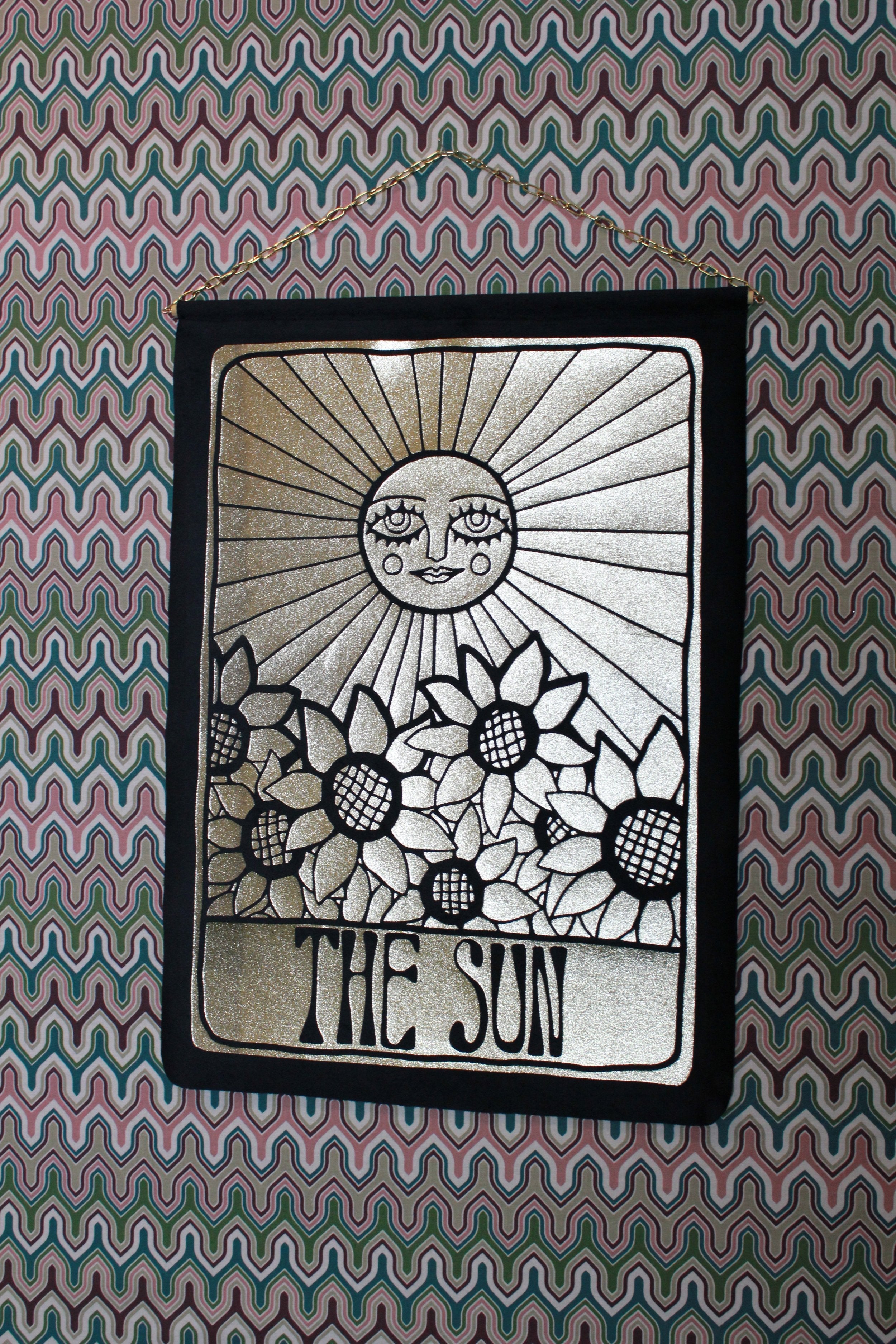 The Sun Black Velvet Wall Hanging