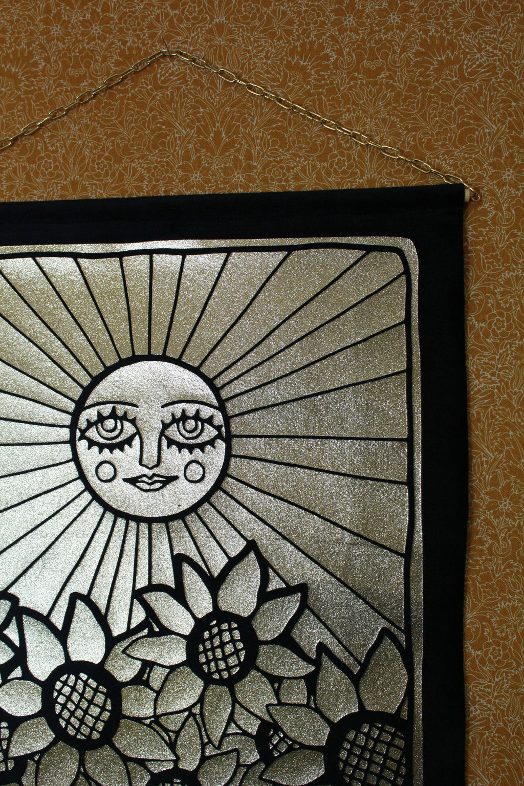 The Sun Black Velvet Wall Hanging