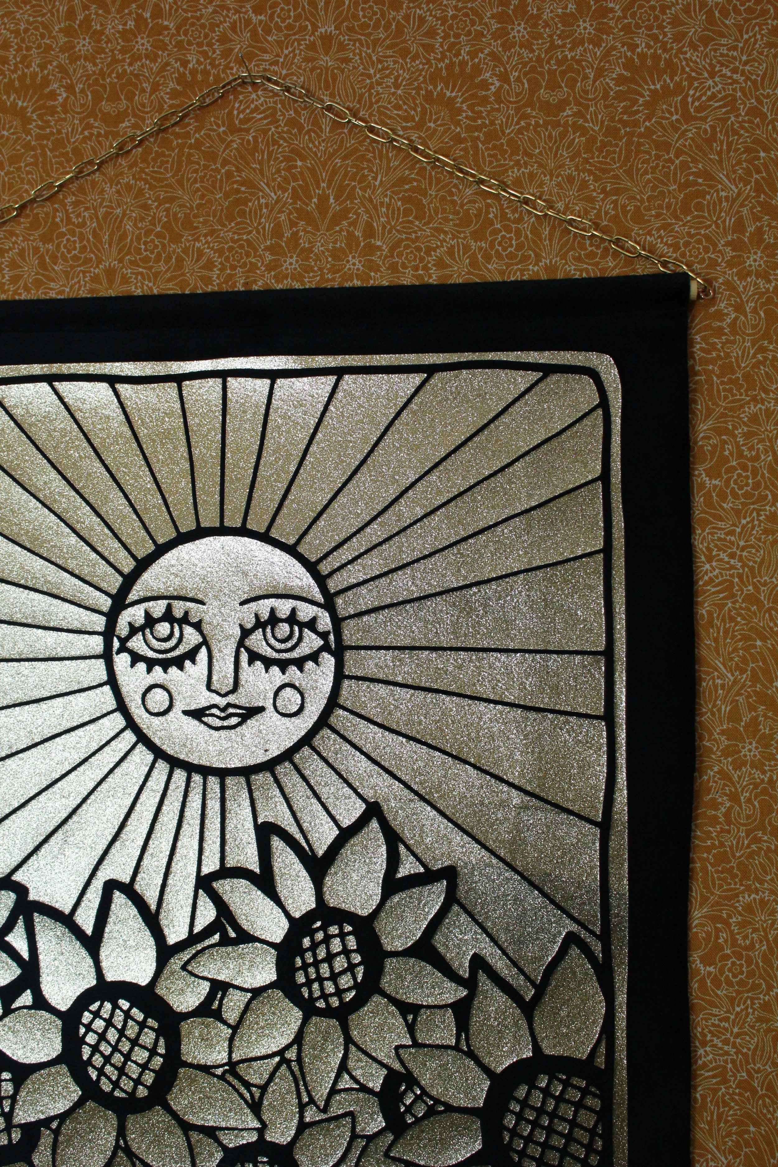 The Sun Black Velvet Wall Hanging