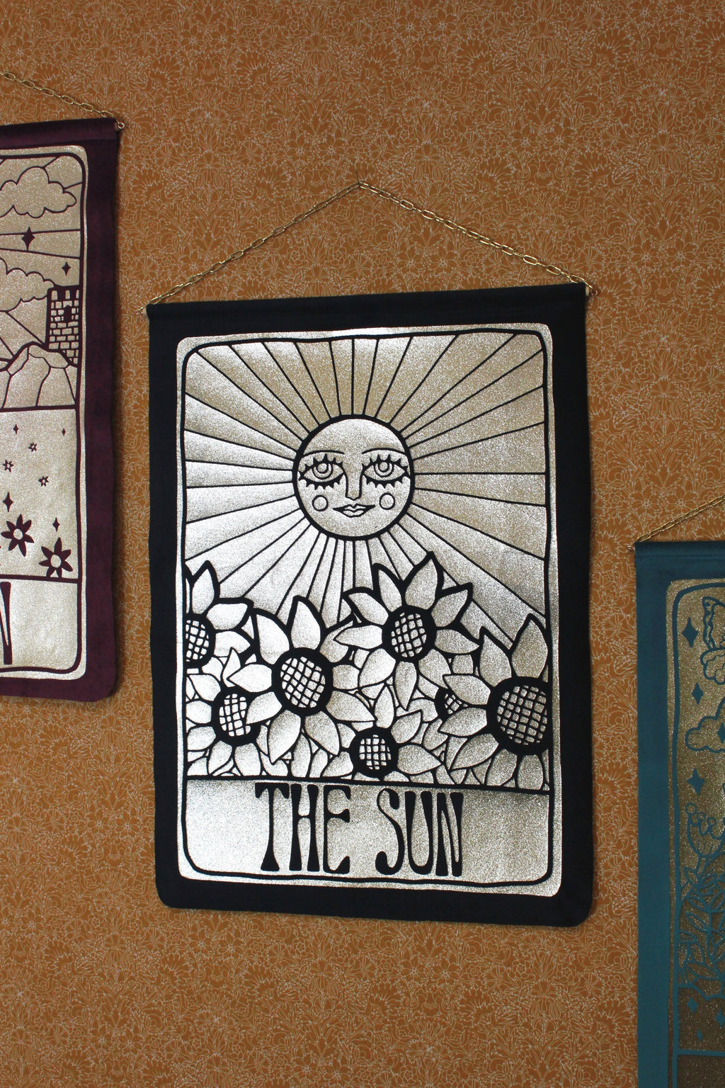 The Sun Black Velvet Wall Hanging