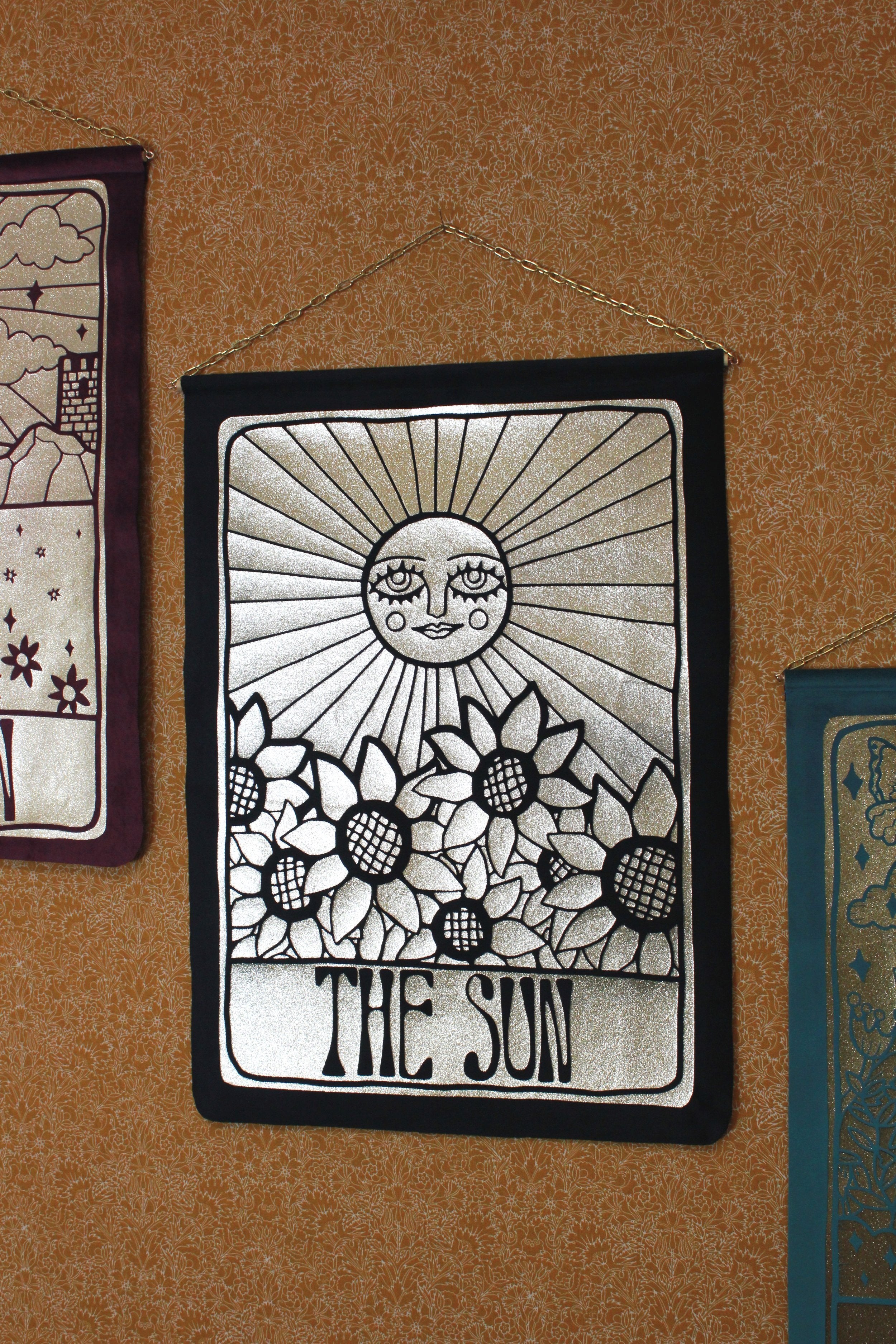The Sun Black Velvet Wall Hanging