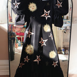 SAMPLE SALE: Priscilla in Black Velvet with Celeste Appliqué, Size 16