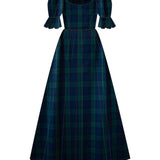 Margot (long) in Emerald & Navy Tartan