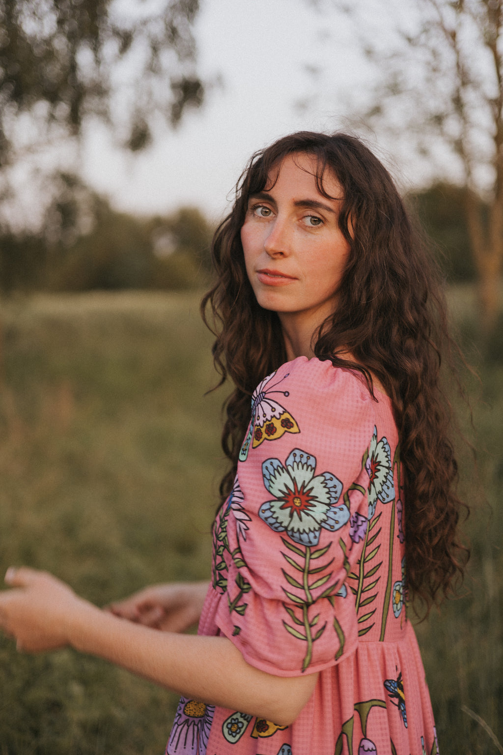 Studio Sale: Zelda in Pink Midsummer Meadow (Deadstock Seersucker) - Size C - Photo Shoot Sample
