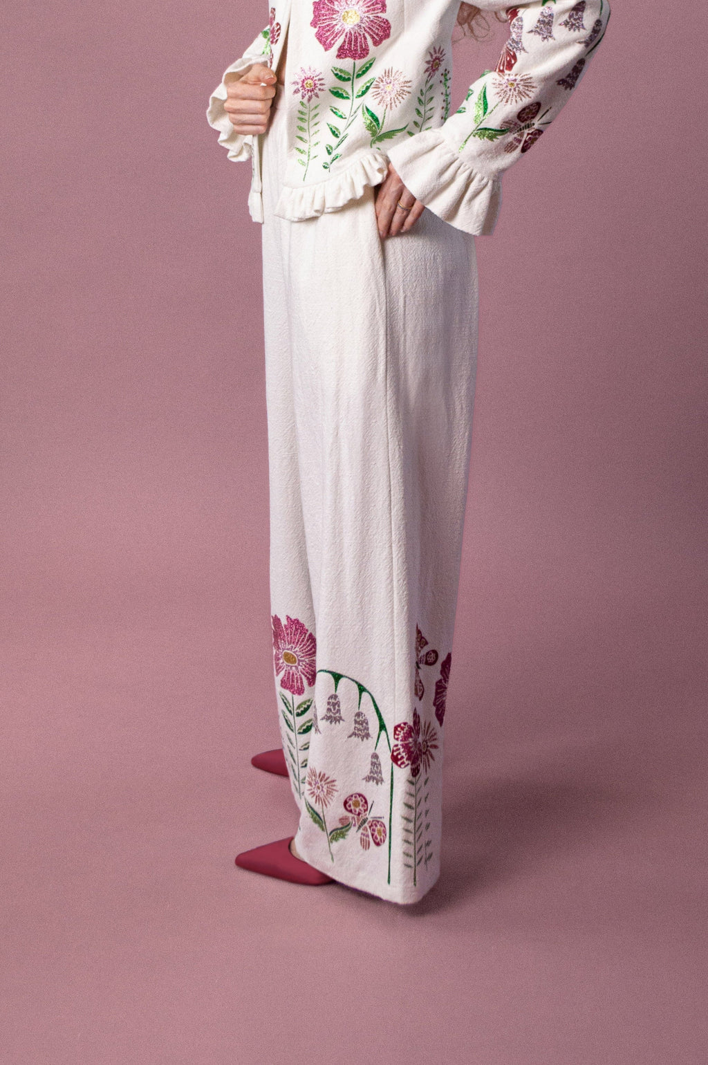 Soleil Trousers with Midsummer Meadow Appliqué