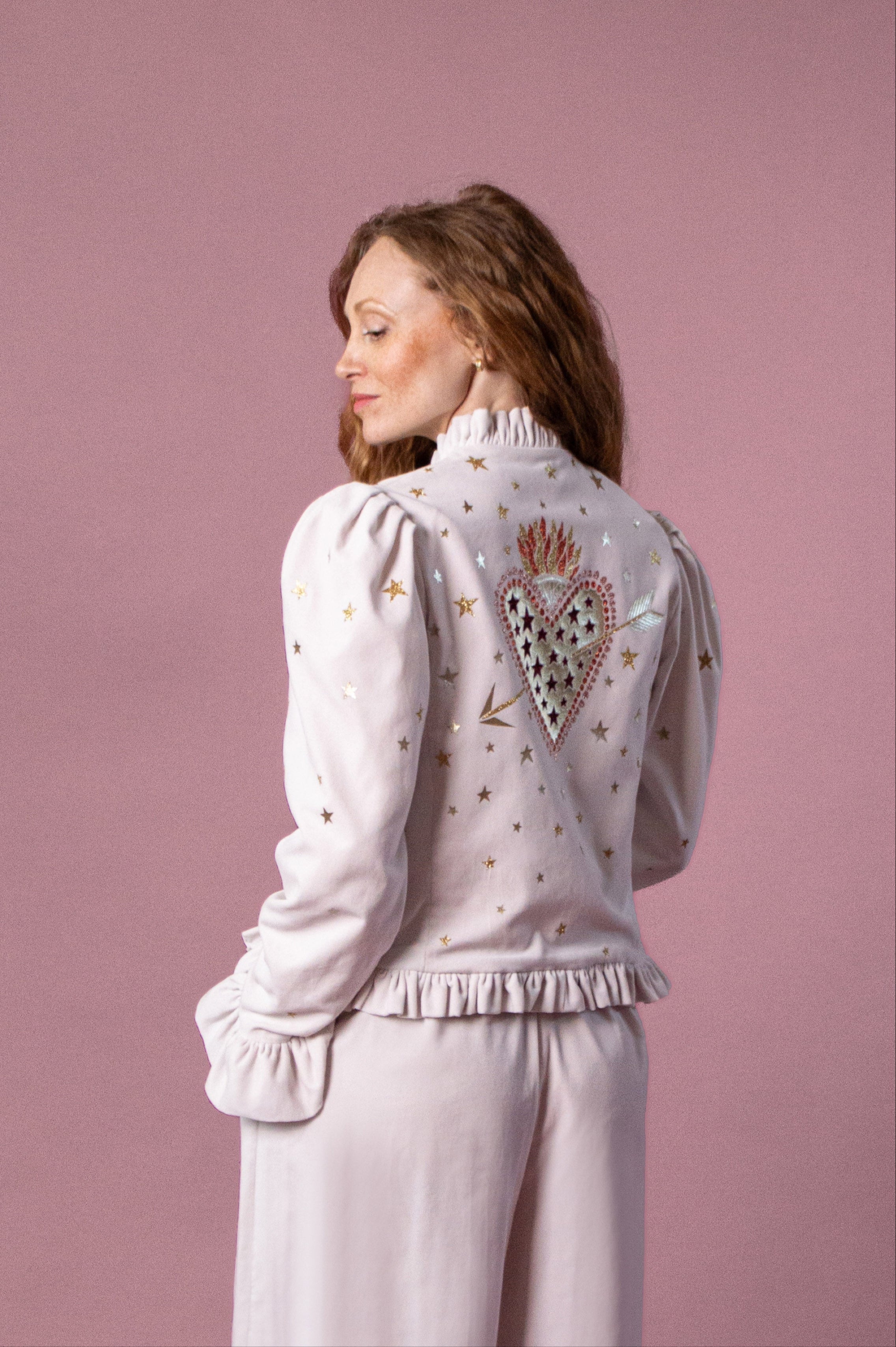 Studio Sale: Nova Jacket with Flaming Heart Appliqué, Size 8-10