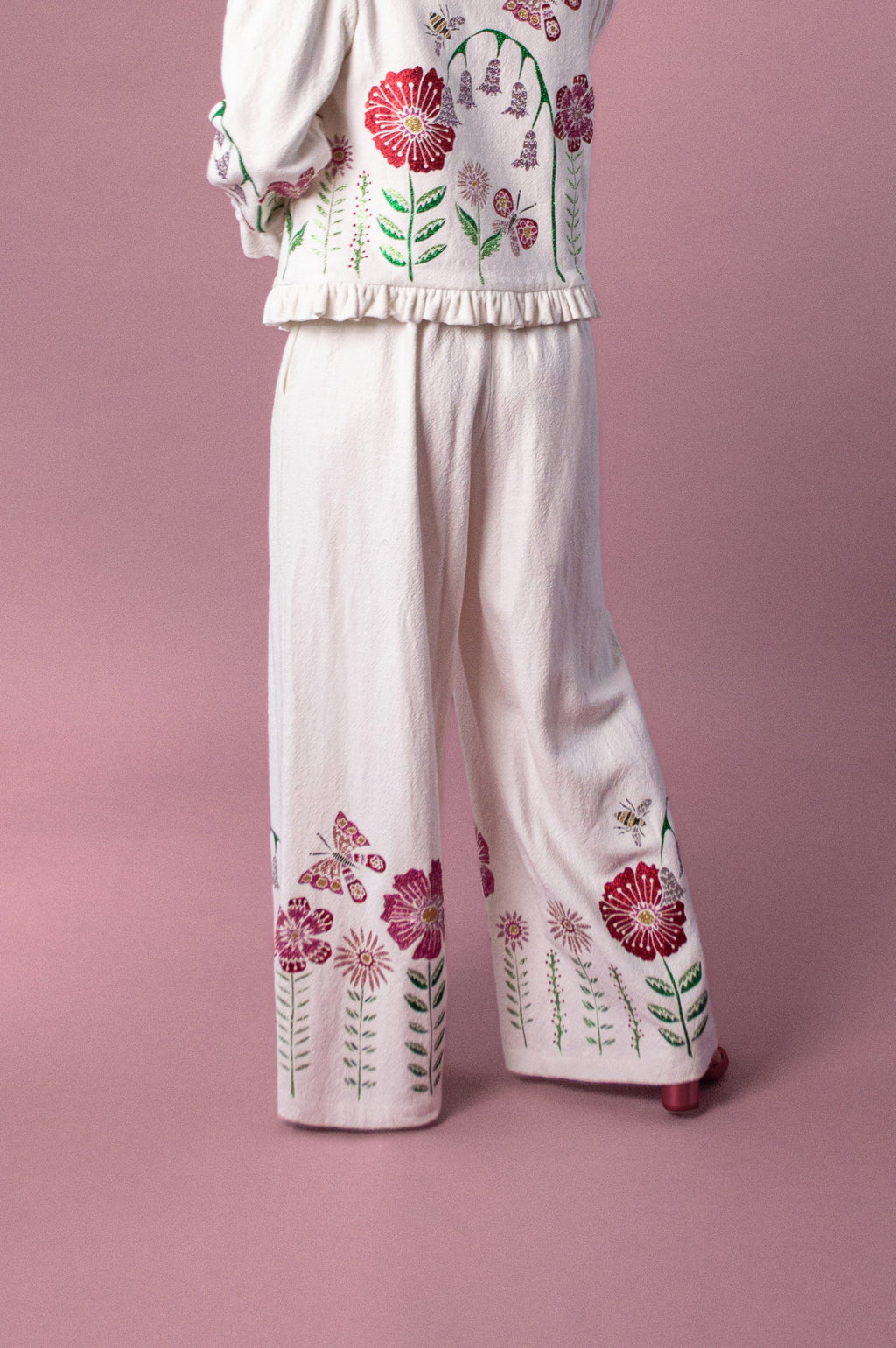 Studio Sale: Soleil Trousers with Midsummer Meadow Appliqué, Size 8