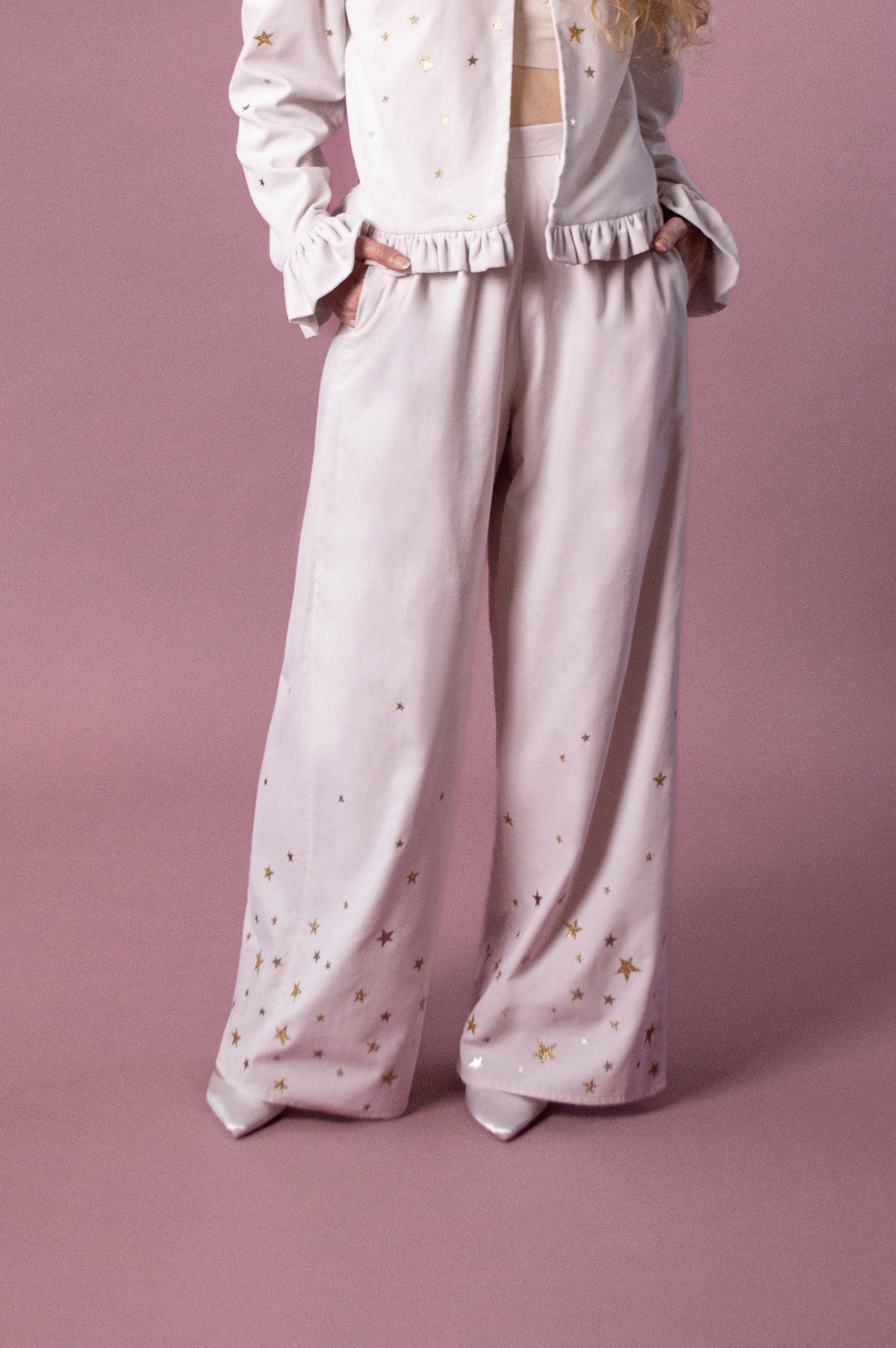 Soleil Trousers with Cascading Stars Appliqué