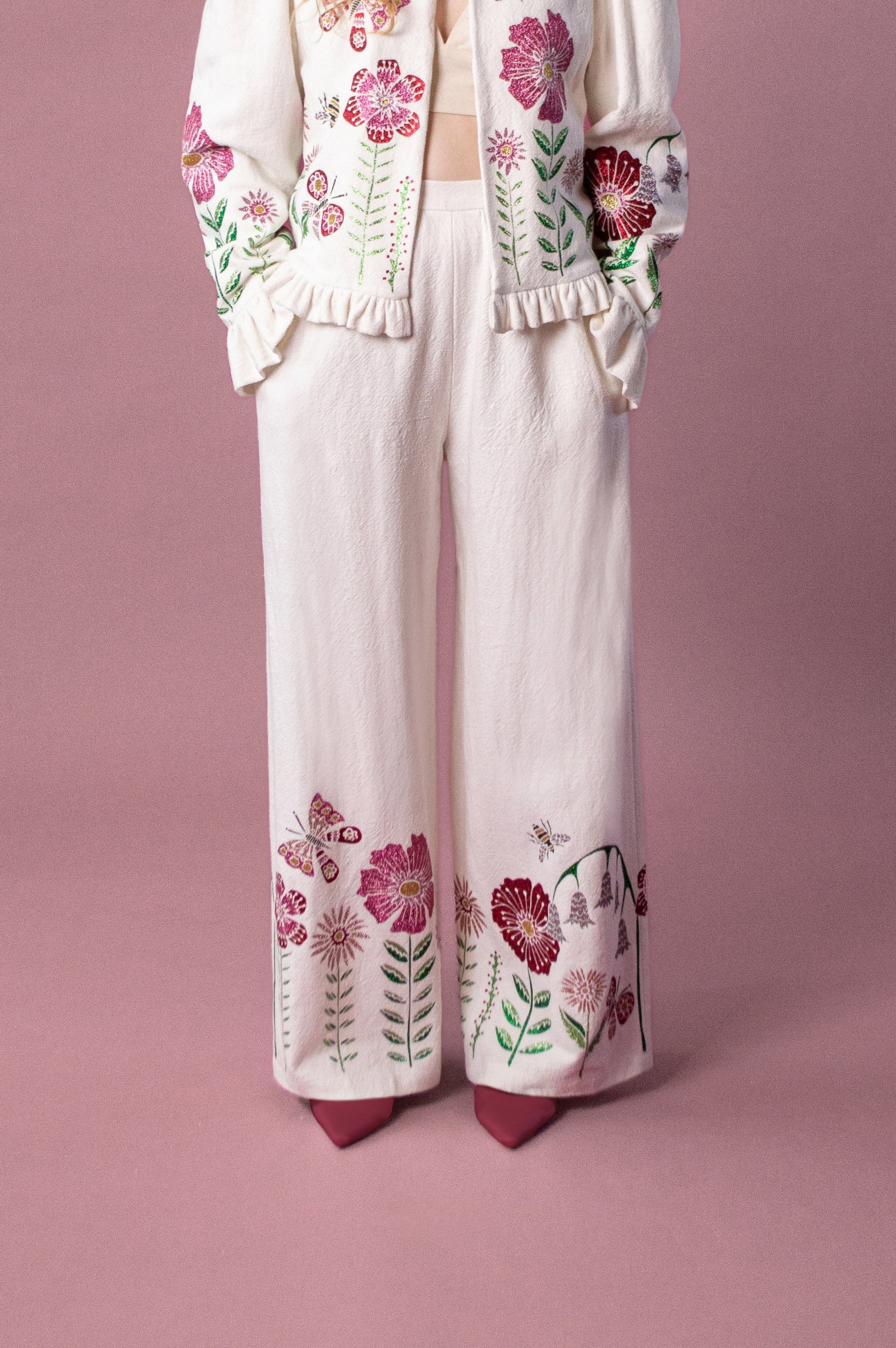 Soleil Trousers with Midsummer Meadow Appliqué