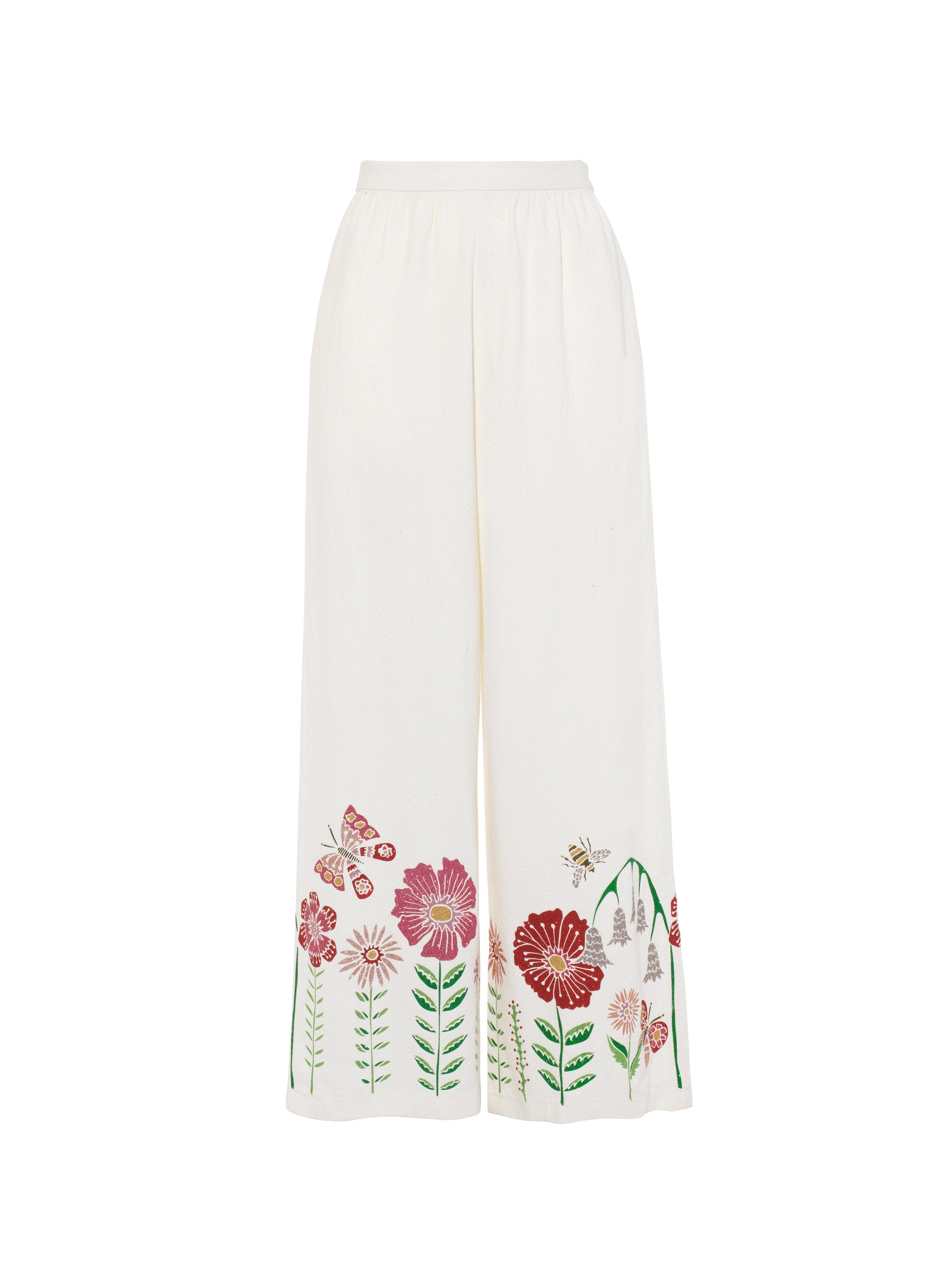 Studio Sale: Soleil Trousers with Midsummer Meadow Appliqué, Size 8