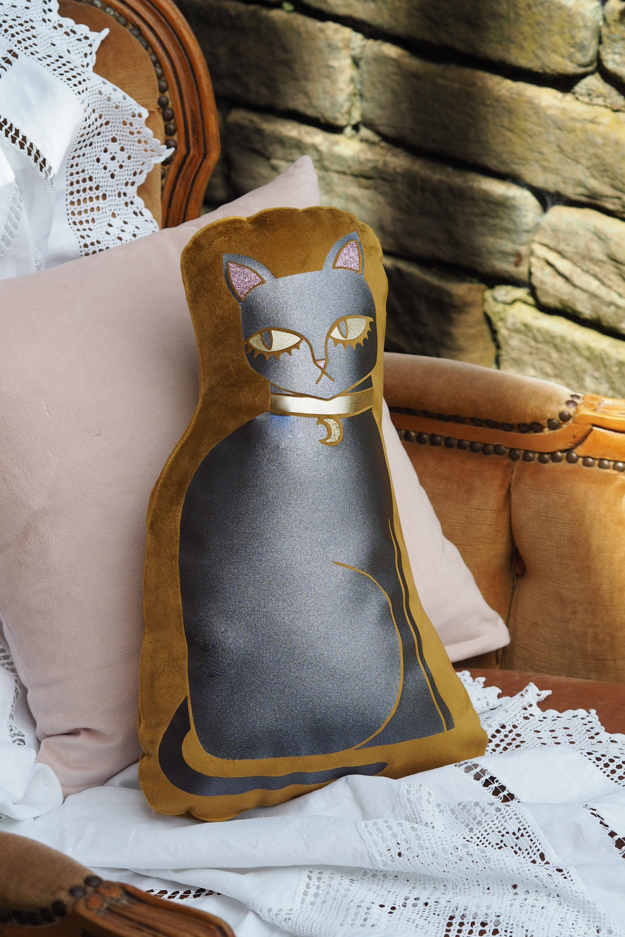 Velvet Feline Cushion