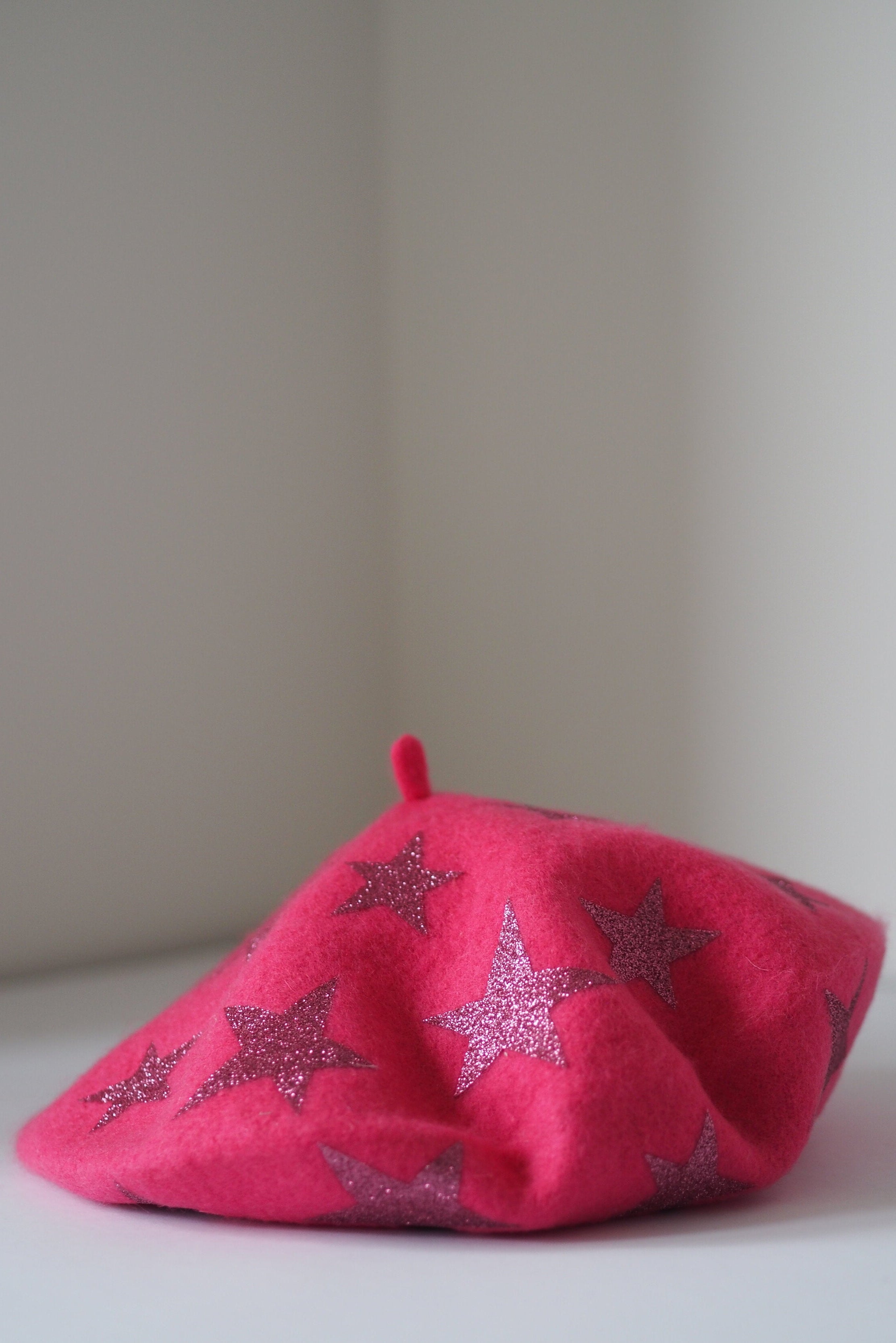 Starlet Beret - Pink Stars on Pink Beret
